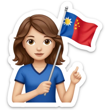 white girl wavy brown hair girl filipino flag sticker