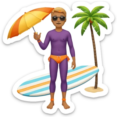 man fullbody with sunglasses and beachwear sticker