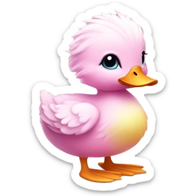 Cute fluffy pink little duck  sticker