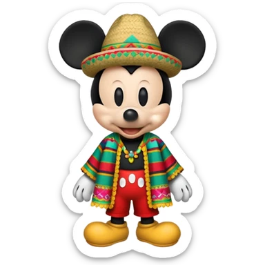 Mickey mouse wearing a Mexican cloth  sticker