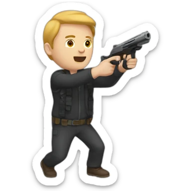 White person shooting sticker