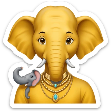 A human with a elephant head that is yellow sticker