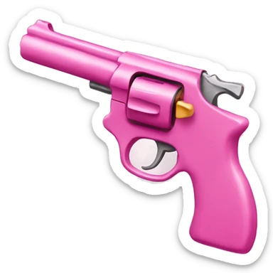 A pink gun with a bow  sticker