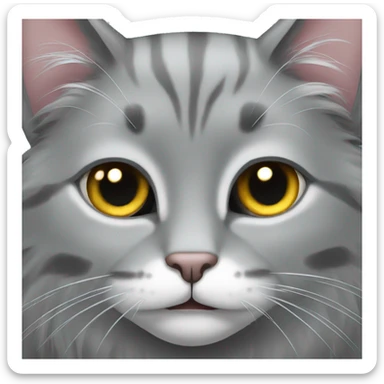 Gray long hair cat sticker
