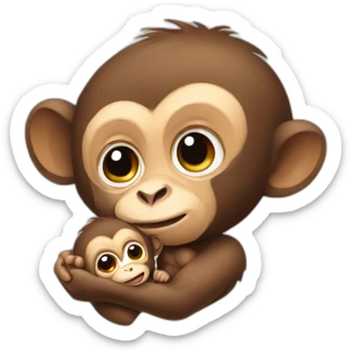 monkey holding baby sticker