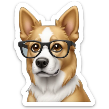 dog white whith glasses sticker