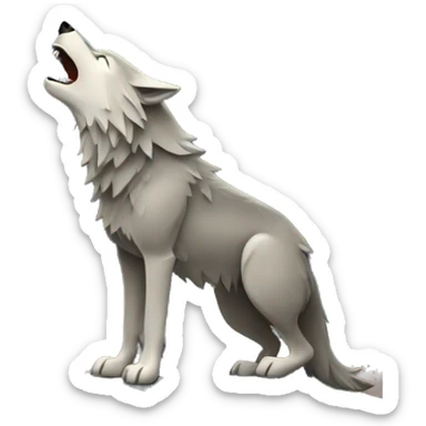 wolf howling at moon on hill  sticker
