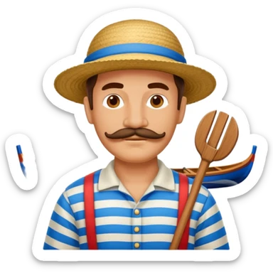 venetian gondolier with mustache, no rows sticker