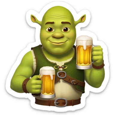 Shrek with a beer sticker