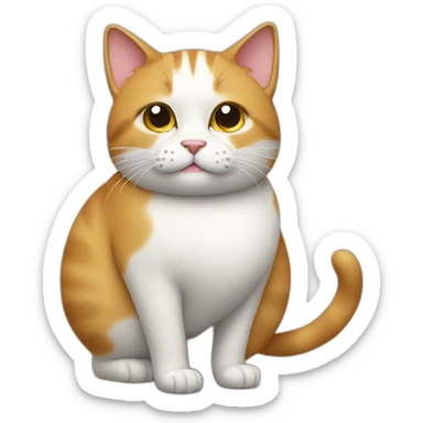 A cat standing with hands on hips and big belly sticker