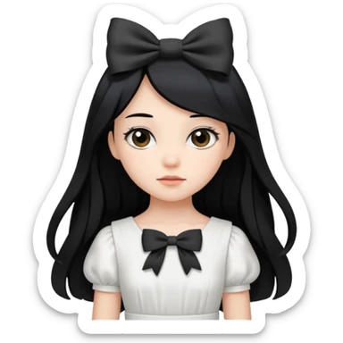 Chica con pelo largo negro con un lazo sticker