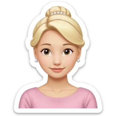 Blonde Women with Bun, Elegant Lady – blonde hair in neat low bun, pearl earrings, gentle smile.
 sticker