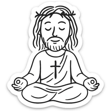 Jesus meditating, peaceful expression sticker