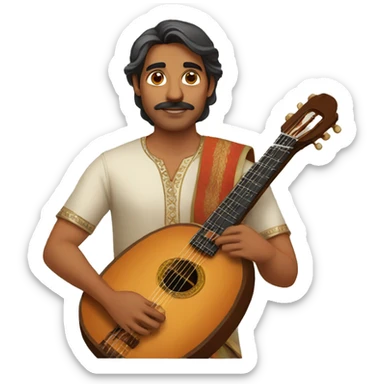 indian man with veena sticker