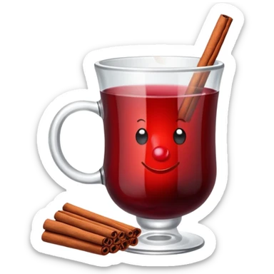 mulled wine in glass cup without straw sticker