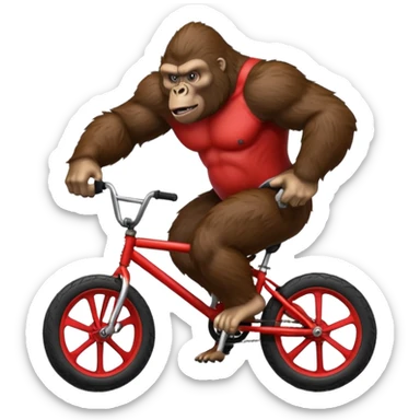 Gorilla wheeling a red BMX bike sticker