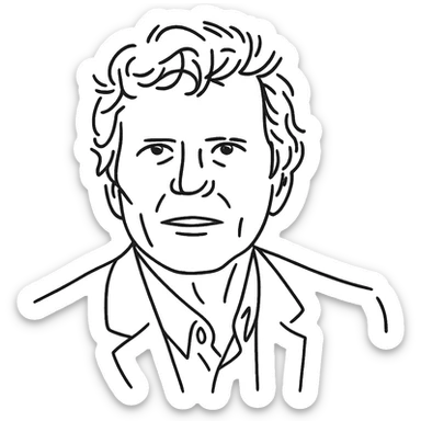 a black outline portrait based on this image of Hartmut Rosa sticker