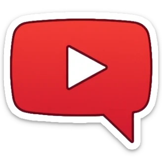 A minimalist logo for "YoutubeShort" combining YouTube play button in red (#FF0000) with a speech bubble and a simple AI brain circuit pattern. Clean lines, flat design. sticker