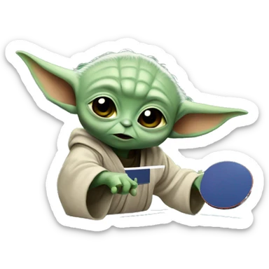 Baby Yoda playing table tennis  sticker