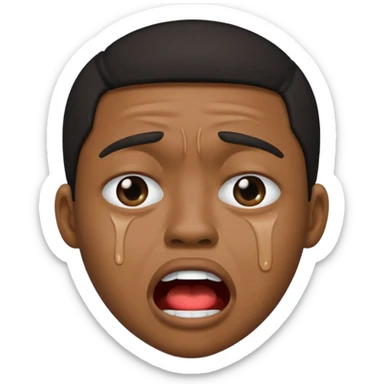 Black person crying with moutj wide open frowning sticker