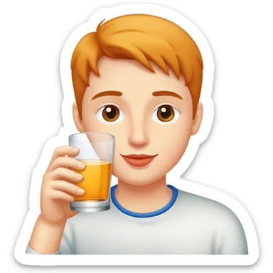 person drinking from a glass, simple and cheerful sticker
