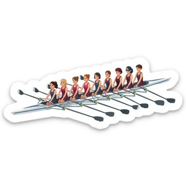 8-woman crew boat rowing sticker