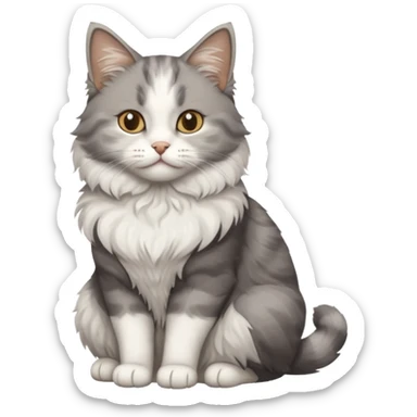 a grey and white cat sitting regally sticker