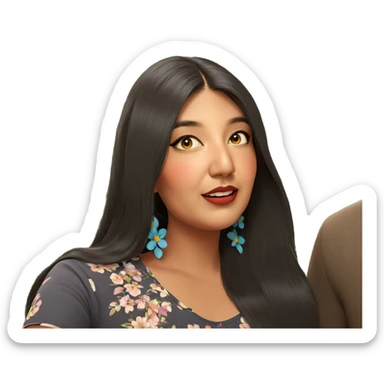 girl with flower in hair sticker