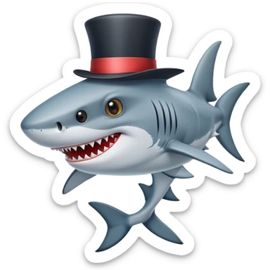 Shark with a top hat sticker