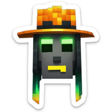 Pixel Minecraft Fedora Halloween Head Diamond Obsidian Emerald Flame Shiny Glow Reward Legendary Unique Epic Mystery sticker