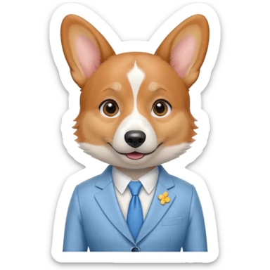 perrita caricatura gorgi gales ejecutiva con ropa celeste claro mujer tipo entrevistadora sticker