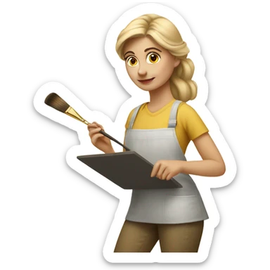 Blonde artist painting sticker