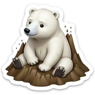 white polar bear in mud  sticker