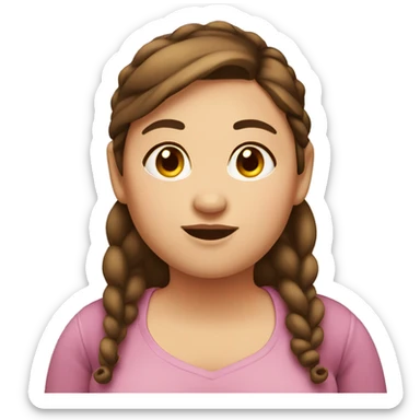Fat girl with brown hair and brown eyes with ponytail  sticker