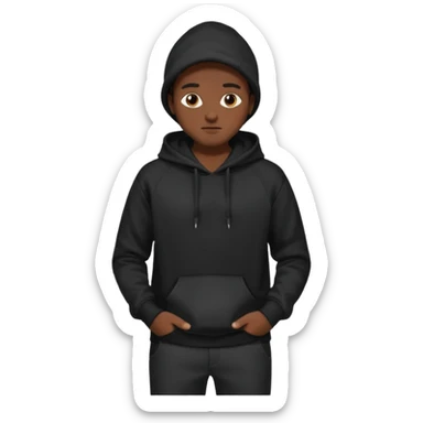 fullbody Mysterious sky man in black hoodie, hands in pockets and black pants sticker
