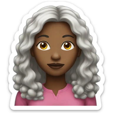 black woman with a round face and long hair sticker