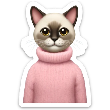 Siamese Cat in a pink fuzzy sweater sticker