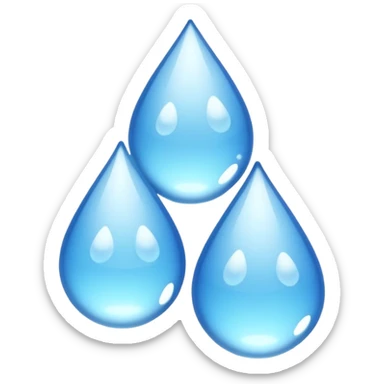 three equally sized droplets stacked on top of each other with two other droplets going outward from the middle droplet sticker