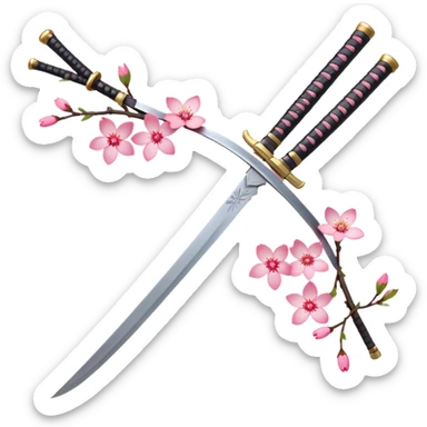 Katana with cherry blossoms  sticker