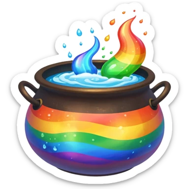 rainbow potion in a cauldron sticker