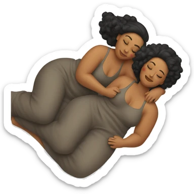 two plus size women sleeping in bed sticker
