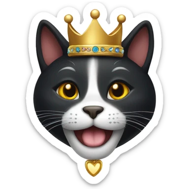 Black happy cat with crown sticker