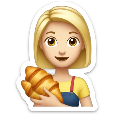 French Blond Girl Holding a Croissant sticker