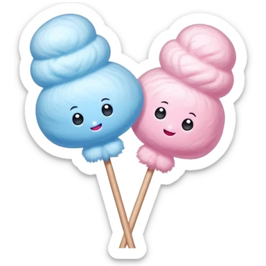 Pink and blue fluffy cotton candy on a stick sticker
