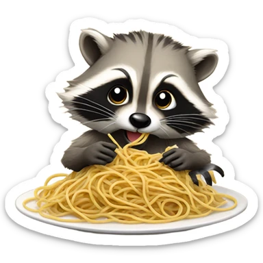 Racoon eating spaghetti  sticker