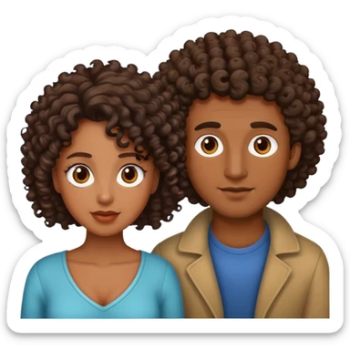 Couple, brown skin guy curly hair, dark skin woman  sticker