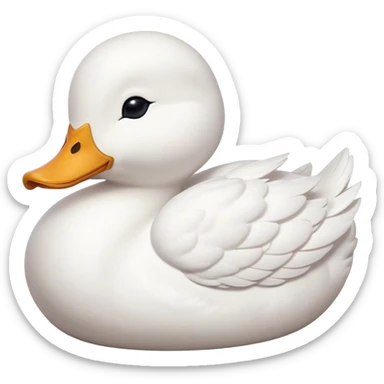 Meme-Worthy Cute Sleeping White Duck Portrait Emoji, Head resting peacefully with a contented smile, showcasing a sleek, graceful build and a luxuriously soft pure white plumage, eyes shut in a serene, restful nap, Simplified yet hilariously adorable features, highly detailed, glowing with a soft, drowsy light, high shine, relaxed and utterly lovable, stylized with an air of playful laziness, bright and heartwarming, soft glowing outline, capturing the essence of a comically sleepy duck, so meme-worthy it feels like it could instantly become the next viral sensation of adorable slumber! sticker