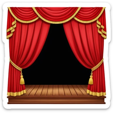 theater, red curtains , wooden stage sticker