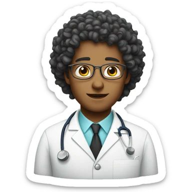 Curly haired doctor sticker