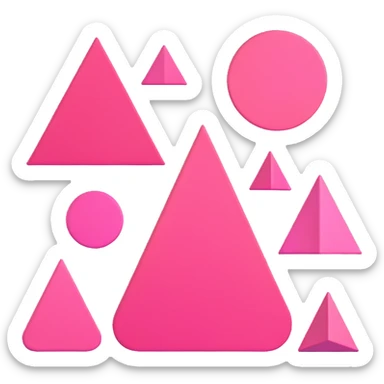 minimal pink 3D circle, triangle, and square together sticker